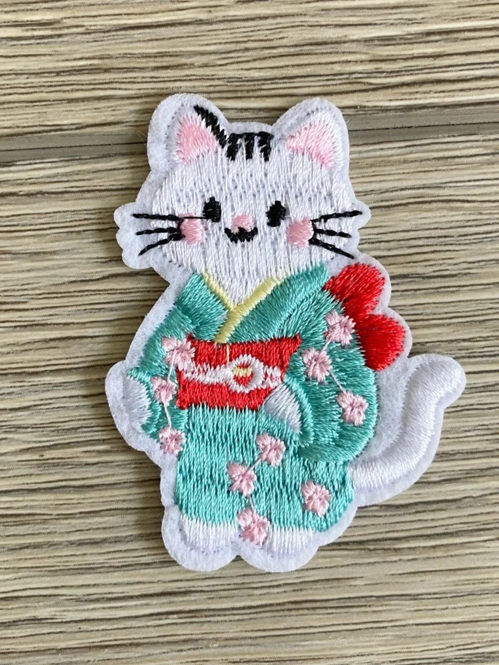 Assorted Cute Cat Embroidered Patches - Pink, Mint, Yellow